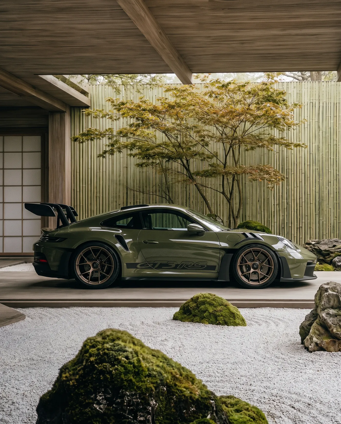 Side profile in a Japanese courtyard